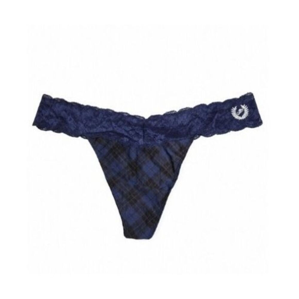 Pink Victoria's Secret Womens XXL Blue Black Plaid Thong NWT